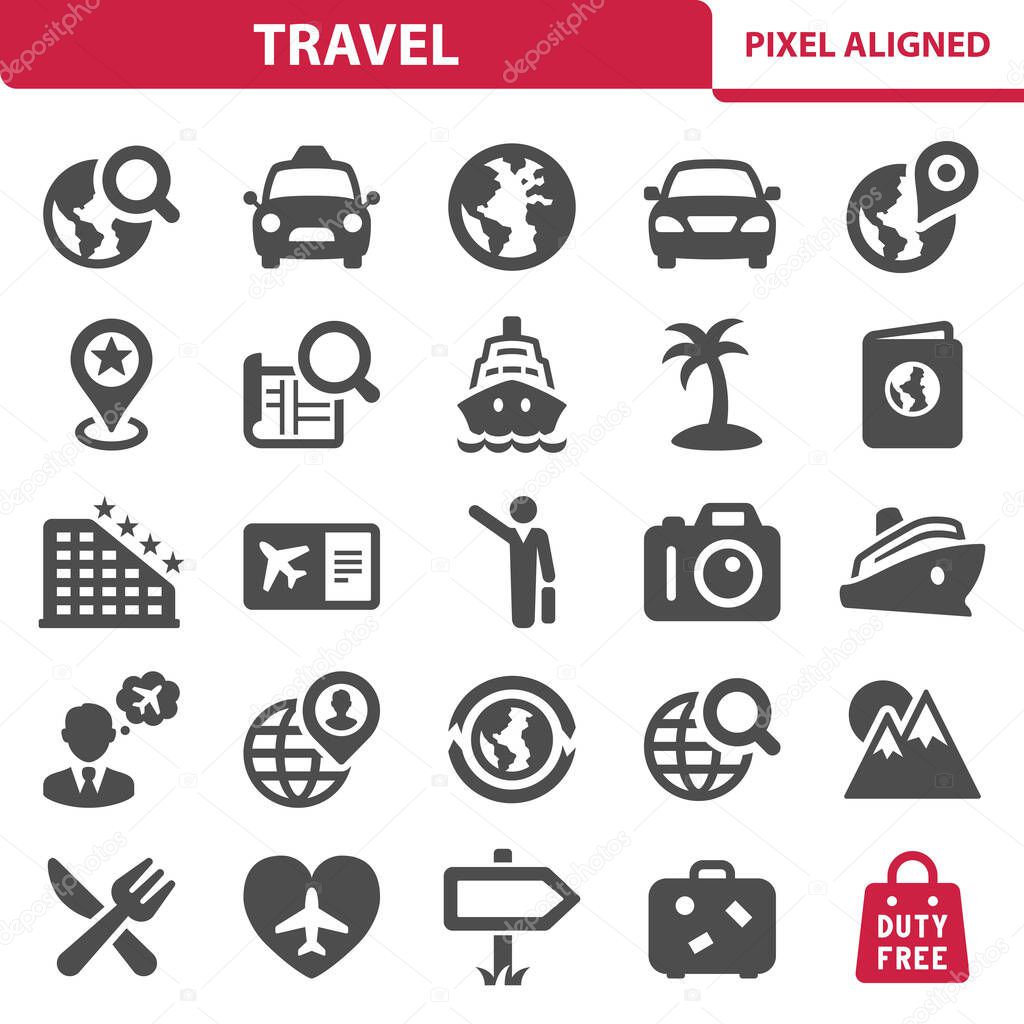 Travel, Tourism, Vacation Icons