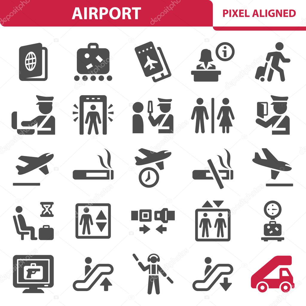 Airport, Travel, Tourism Icons