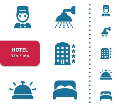 Otel Simgeleri (önizleme için 4x büyütme).