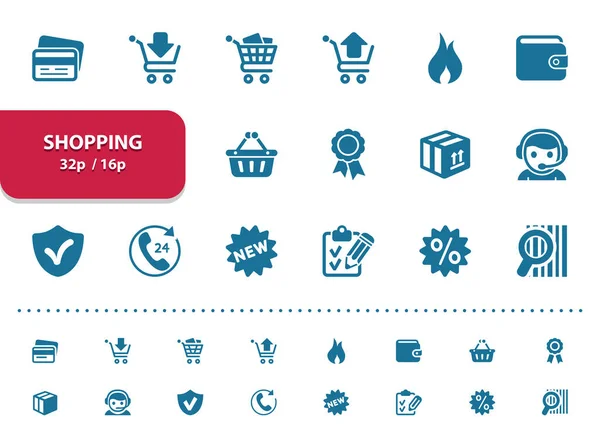 Shopping Icons Vergrößerung Für Vorschau — Stockvektor