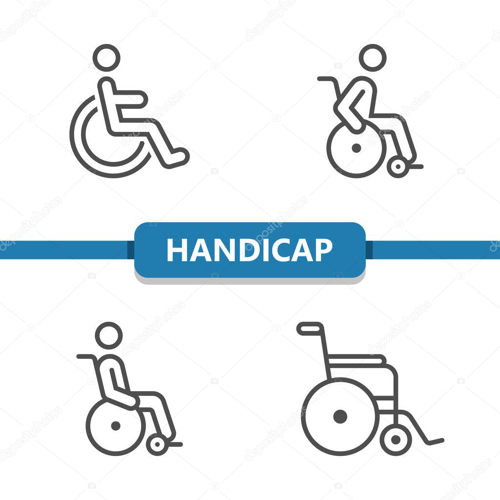 Handicap, Wheelchair, Paralysis Icons