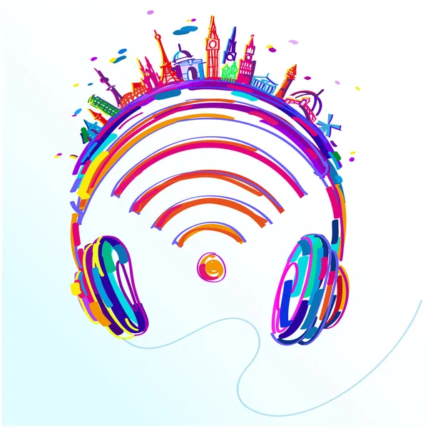 Auriculares colores surtidos — Vector de stock