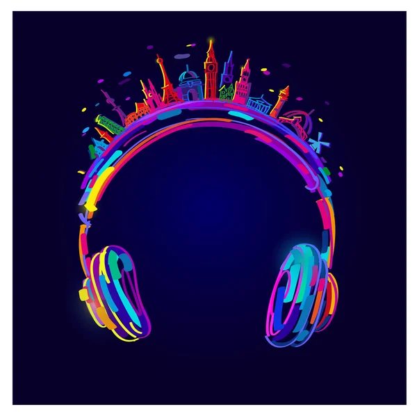 Vector Light Headphones, colorful headphones — Stock Vector