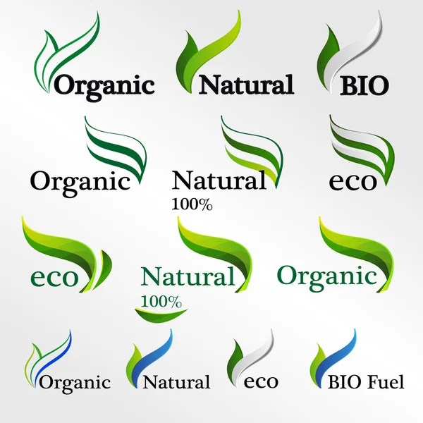 Набор эко-логотипов, элементов шаблонов дизайна, природных значков — стоковый вектор