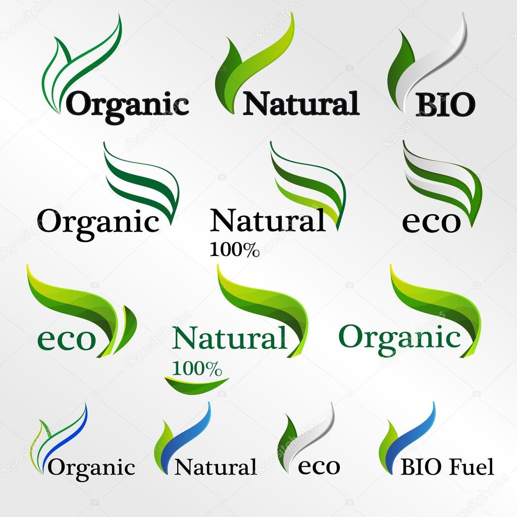 Set  Eco logos, design template elements, natural icon, organic icon