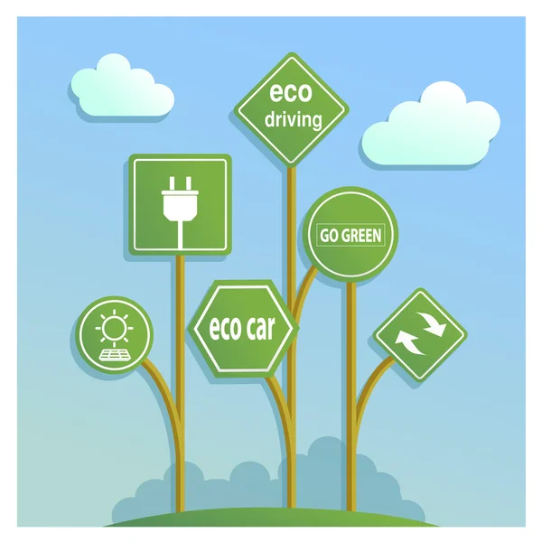 Panneaux routiers eco drive . — Image vectorielle