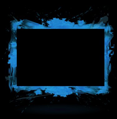 Sulu Boya tasarım mavi çerçeve