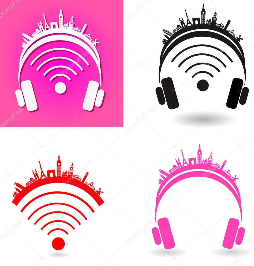 Set of logos of radio stations