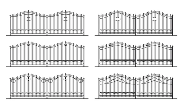 フェンスのさまざまなデザインのイラスト — ストックベクタ