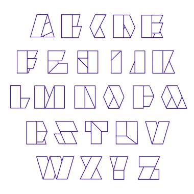 Beyaz harfler. Vektör alfabesi