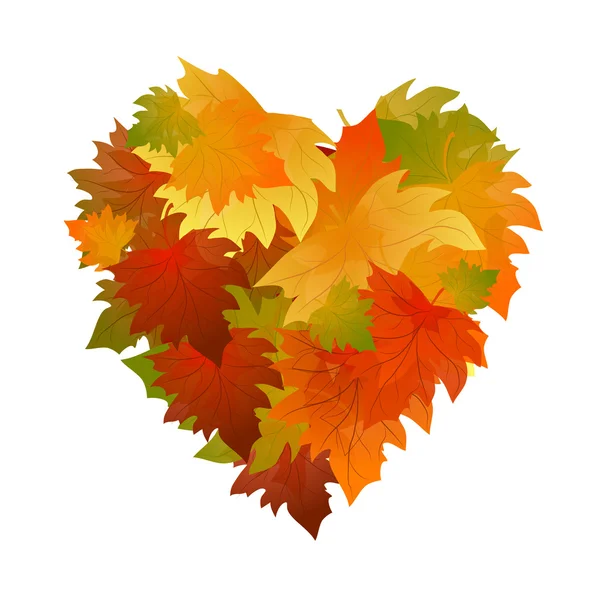 秋の心葉。カラフルな葉を持つフレーム. — ストックベクタ
