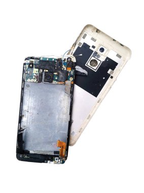 Kırık cep telefonu yerde, akıllı telefon. Gadget Onarım Arkaplanı