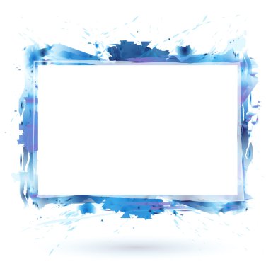 Sulu Boya tasarım mavi çerçeve