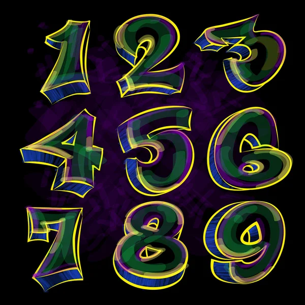 Colorl Graffiti chiffres — Image vectorielle