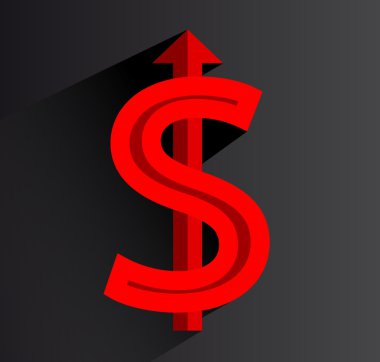 Kırmızı dolar işareti. Vektör çizim