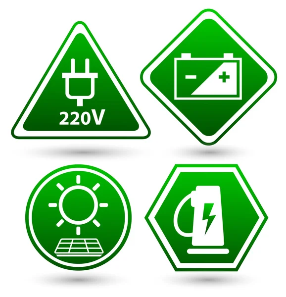 Borden eco drive. Groene eco-pictogram. — Stockvector