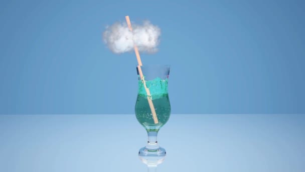 White Cloud Glass Waving Water Isolated Blue Background Rendering — Stock videók