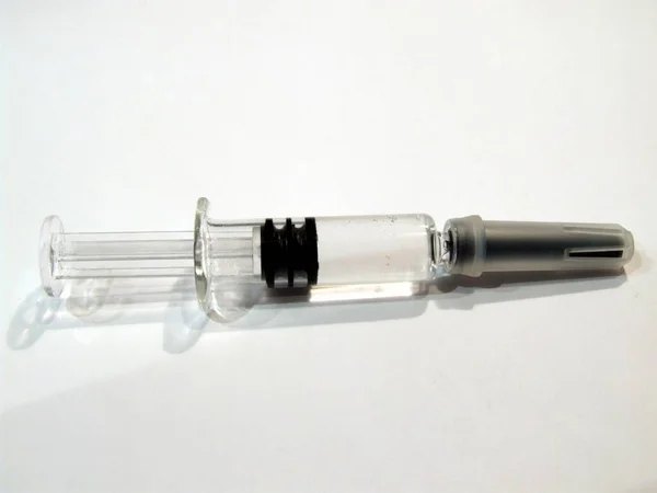 Seringa Pequena Vaccina Com Tampa Preta — Fotografia de Stock