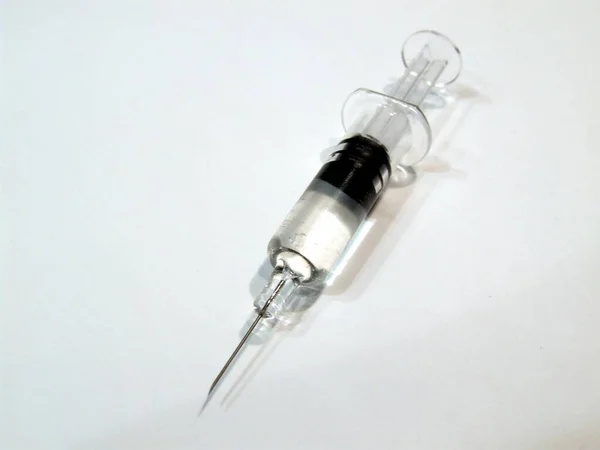Seringa Vacina Com Agulha — Fotografia de Stock