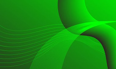 yeşil ışık iş düz hatları dalga eğrileri derinlik soyut arkaplan gradyanı