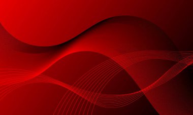 Kırmızı iş çizgileri yumuşak gradyan soyut arkaplan üzerinde eğri derinliği dalgalanıyor