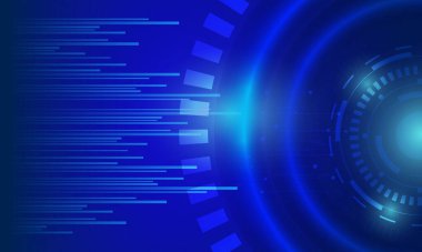 Mavi çember çizgili çizgiler parlak siber uzay ağı düzgün gradyan yüksek teknoloji arkaplanı üzerine