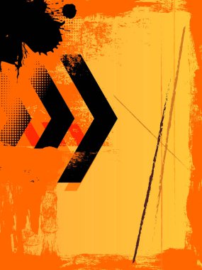 turuncu sarı mürekkep fırçası ok şekilleri grunge grafik element sanatsal yarım ton renk dikey soyut arkaplan