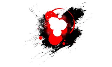 kırmızı siyah mürekkep fırçası boyası yere sıçradı. Makarna grunge grafik tasarımı.