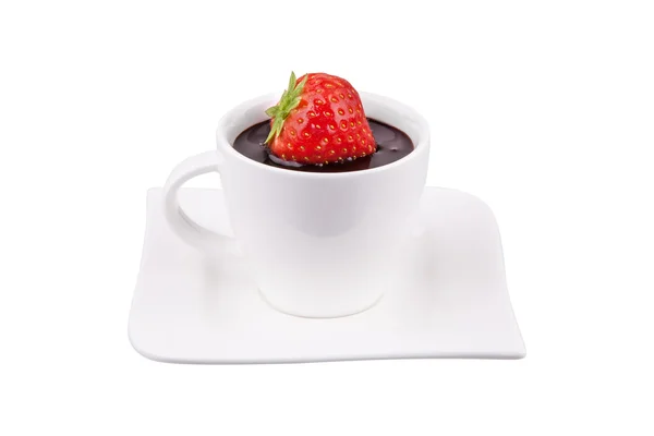 Hot chocolate with strawberry — Stock Photo, Image