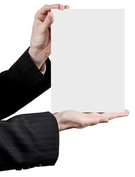 Business man with a blank paper — Stock Photo, Image