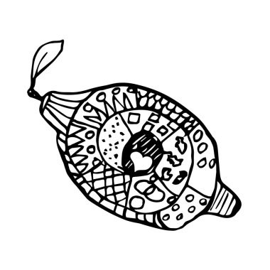 Zentangle limon siyah ve beyaz, el çekilmiş özetliyor ve dağılımı