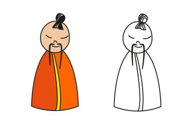 Figure of chinese monk for coloring book.