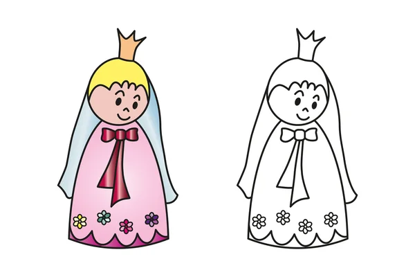Figure of Princess for coloring book. — Stock Vector