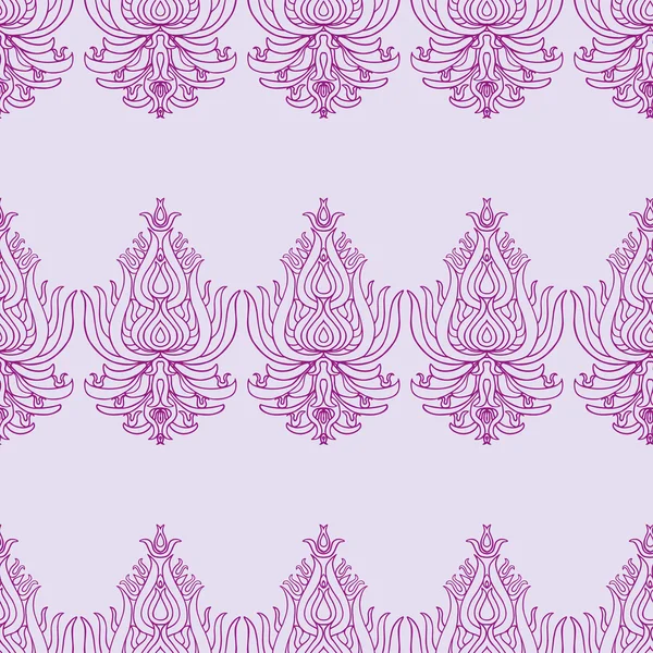 Oriental lacy vector seamless pattern pink on purple background — Stock Vector