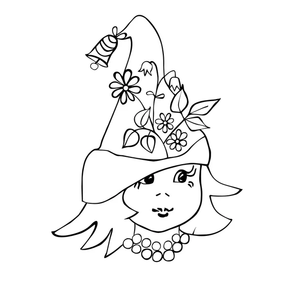 ดอกไม้เอลฟ์กับหมวก . — ภาพเวกเตอร์สต็อก