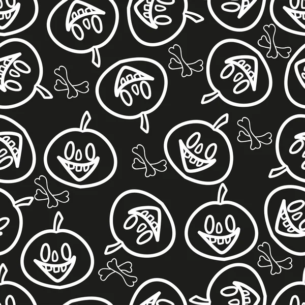 Halloween vector seamless pattern with pumpkin, black and white — Stock Vector