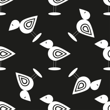 Siyah arka plan üzerine beyaz kuşlar.