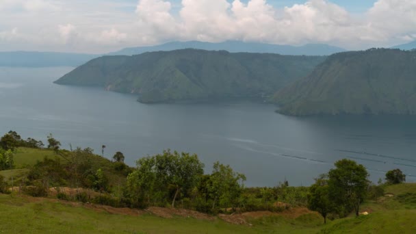 Paisaje Del Lago Toba Desde Colina Isla Samosir Sumatra Del — Vídeo de stock