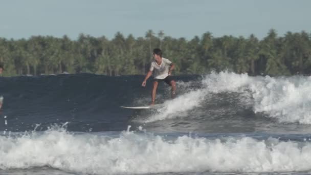 Surfování Perfect Wave Saroke Beach Pomalém Pohybu Nias Island North — Stock video