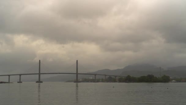 Time Lapse Merah Putih Cable Stayed Bridge Ambon Maluku Moluccas — Stock video