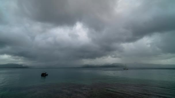 Time Lapse Cloudy Sky Rain Storm Bay Hills Ambon Moluccas — Αρχείο Βίντεο
