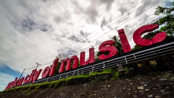 Ambon City Music Monument Sign Cloudy Sky Time Lapse Амбон — стоковое видео