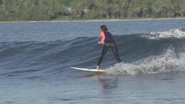 Surfen Perfect Wave Saroke Beach Slow Motion Nias Island Noord — Stockvideo