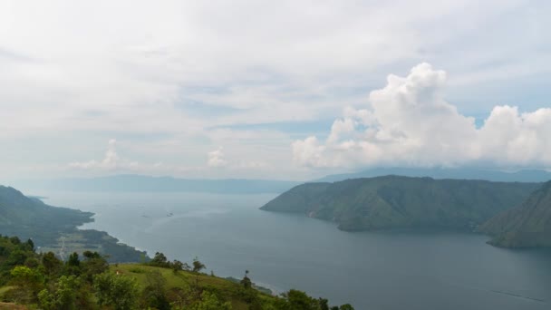 Paisaje Del Lago Toba Desde Colina Isla Samosir Sumatra Del — Vídeos de Stock