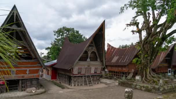 Insel Samosir Tobasee Nord Sumatra Indonesien Steinstuhl Von König Siallagan — Stockvideo