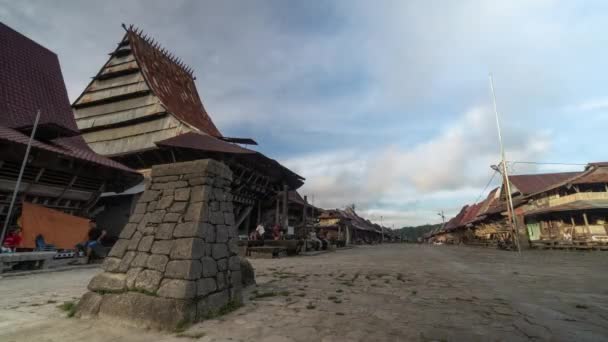 Nias Island North Sumatra Indonesia Bawomataluo Traditional Village House Building — Stock Video