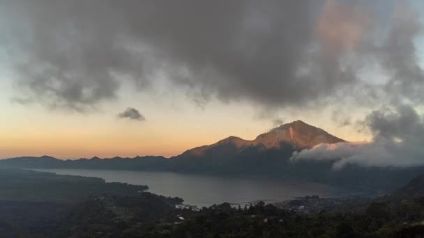 Krajina Hory Batur Sopky Jezera Kintamani Bali Indonésie Západ Času — Stock video