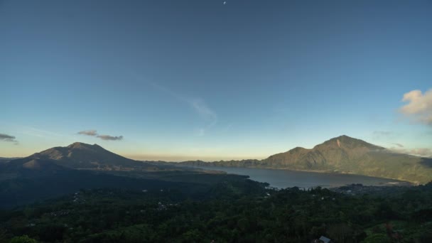 Landschap Van Vulkaan Batur Het Meer Kintamani Bali Indonesië Sunset — Stockvideo