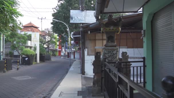 Bali Indonesia Empty Deserted Padma Utara Legian Kuta Street Coronavirus — Stock Video
