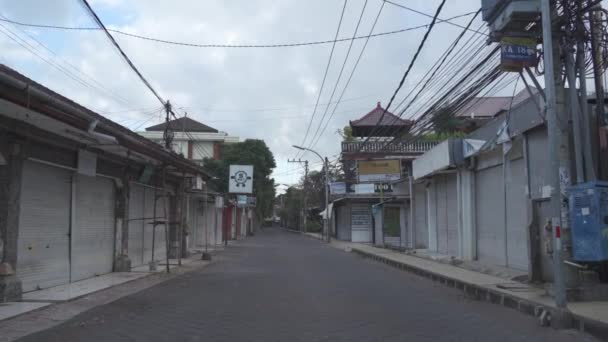 Bali Indonesia Empty Deserted Padma Utara Legian Kuta Street Coronavirus — Video Stock